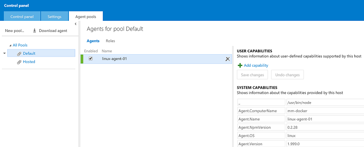 Linux build agent in the VSO account agent pool